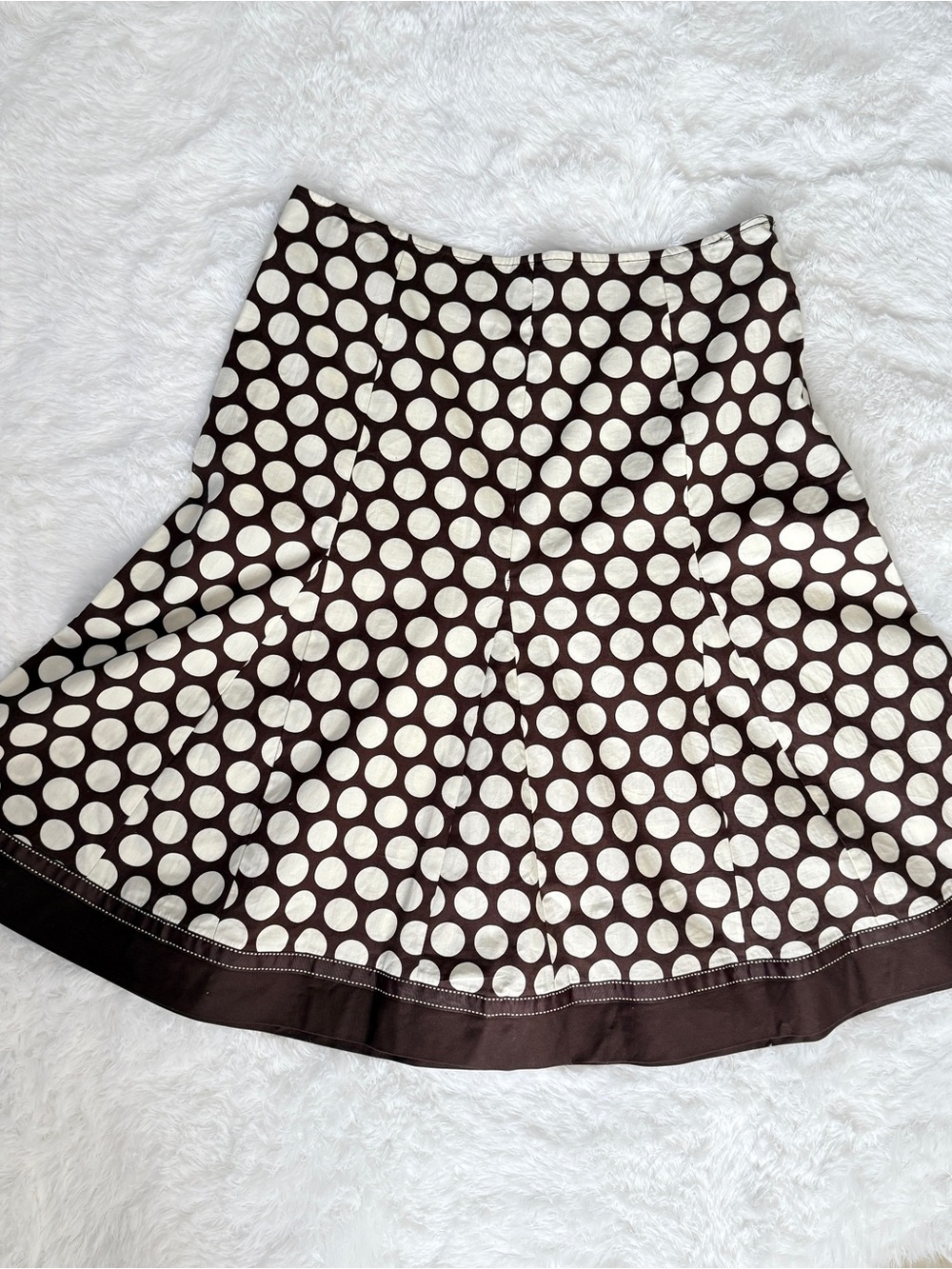 Polka Dot A-Line Skirt in Brown and White